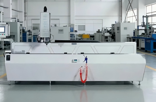Xüsusi Formalı Alüminium Mullions üçün 3+2 Oxlu CNC Son Dəyirman | Pəncərə və Pərdə Divar Maşınları