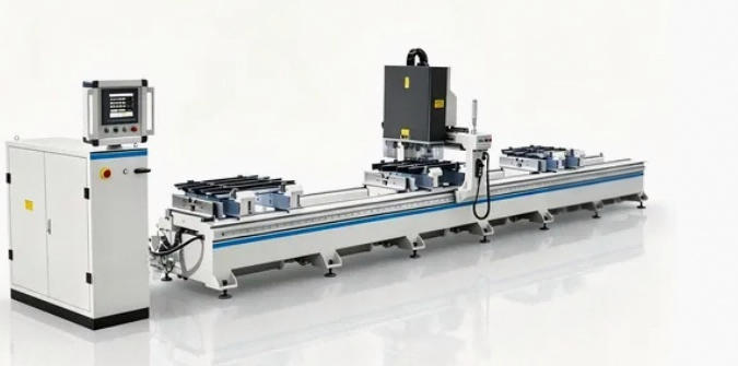 Yüksək dəqiqlikli 4 başlı CNC alüminium pərdə divar qazma maşını